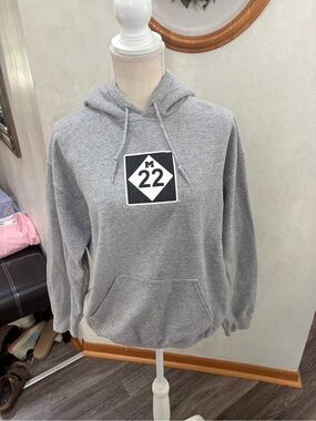 Grey 'M 22' Pullover Hoodie with Front Logo